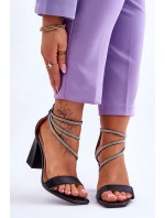 Módní sandály se zirkony černé Carma