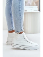 Zateplené dámské tenisky na platformě OO274A473 bílé