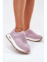 Semišové Sneakersy Na Platformě Dámské Big Star RR274900 HI-POLY SYSTEM Fialové