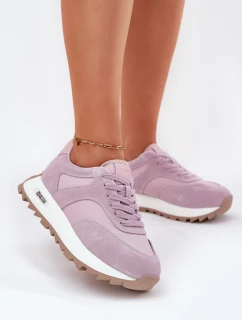 Semišové Sneakersy Na Platformě Dámské Big Star RR274900 HI-POLY SYSTEM Fialové
