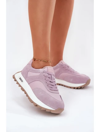 Semišové Sneakersy Na Platformě Dámské Big Star RR274900 HI-POLY SYSTEM Fialové