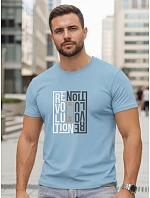 Pánské modré bavlněné tričko s potiskem Revolution FashionStreet NX0143R