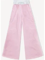 Volné dámské kalhoty v pudrově růžové barvě s lampasy (764ART)