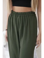Kalhoty se širokými nohavicemi khaki Kalhoty se širokými nohavicemi khaki