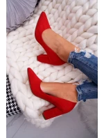 Dámské semišové lodičky na podpatku červené Florena