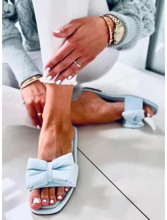 Dámské pantofle s mašlí H47 Světle modrá - Sixth Sens