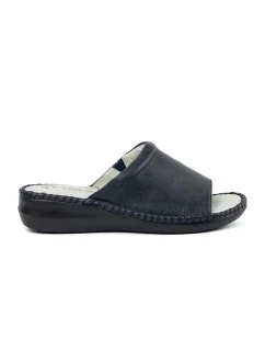 Trendy nazouváky dámské tmavě modré na plochém podpatku