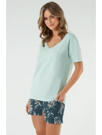 Italská móda Julietta s dlouhým rukávem barva:pistácie/potisk