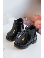 Dětské Lakované zateplené boty černé Porky Dětské Lakované zateplené boty černé Porky