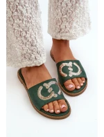 Dámské Ploché Žabky S Cekulemi S.Barski KV27-052 Zelené Dámské Ploché Žabky S Cekulemi S.Barski KV27-052 Zelené