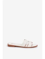 Dámské Pantofle Na Plochém Podpatku S Výřezy Eko Kůže Bílé Ecapus Dámské Pantofle Na Plochém Podpatku S Výřezy Eko Kůže Bílé Ecapus