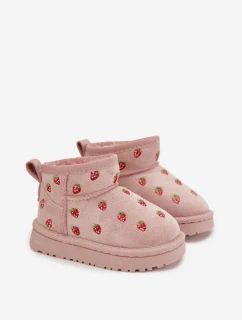 Dětské sněhule s jahodami růžové Gracina