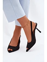 Dámské sandály na podpatku Eko semiš Černé Sevina