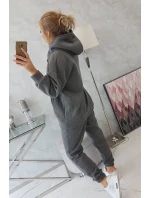 Zateplený set s mikinou s kapucí v grafitové barvě