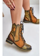 Dámské Kožené Boty Na Plochém Podpatku Maciejka 06719-07 Žluté