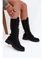 Semišové kotníkové boty se šněrováním do půli lýtka Zazoo 3103 Černé Semišové kotníkové boty se šněrováním do půli lýtka Zazoo 3103 Černé