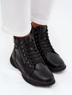 Dámské boty s teplou podšívkou z eko kůže Černé Ulverina