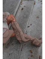 Oceplane cowboy kozačky na podpatku z eko semiše béžové Mavine Kozaki Damskie