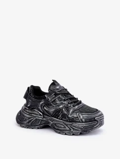 Dámské tenisky s odřením na platformě černé Seladwen