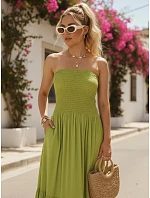 Dámské maxi šaty bez ramínek v limetkové barvě FashionStreet EY2666 Dámské maxi šaty bez ramínek v limetkové barvě FashionStreet EY2666