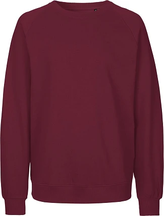 Neutral O 63001 Unisex raglánová mikina z bio bavlny 77.6301 bordeaux