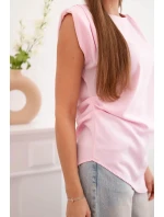 Elegantní dámská halenka s volánky a asymetrickým střihem Candy růžová