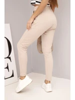 Dámské tepláky s elastickým pasem a šňůrkou béžové