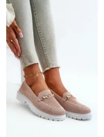 Dámské Mokasíny Na Ploché Podrážce S Zlatým Detailom Růžové Limentia Dámské Mokasíny Na Ploché Podrážce S Zlatým Detailom Růžové Limentia