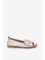 Kožené Elegantní Baletky S Odkrytými Prsty Zazoo 1865 Zlatý Ošoupaný Kožené Elegantní Baletky S Odkrytými Prsty Zazoo 1865 Zlatý Ošoupaný