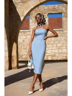 M843 Džínové midi šaty - světle modré