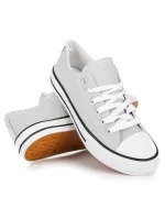 Trendy šedo-stříbrné  tenisky dámské bez podpatku