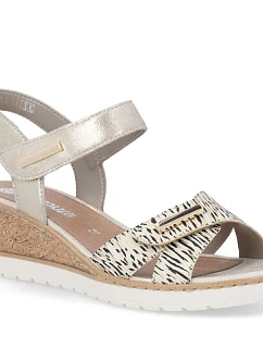 Dámské kožené páskové sandály zlaté Remonte R6266-90