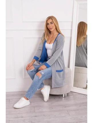 Dvoubarevná pláštěnka s kapucí chrpová+šedá Dvoubarevná pláštěnka s kapucí chrpová+šedá