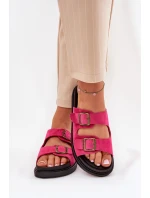Dámské Pantofle Na Platformě S Přezkami Fuchsie Simbes