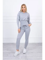 Sada s širokými žebrovanými manžetami šedé barvy