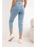 Dámské jeansové kalhoty paperbag s dvojitým zapínáním M.sara jeansové modré