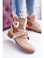 Lu Boo béžové Suede vystřihnout kotníkové boty Rock Girl