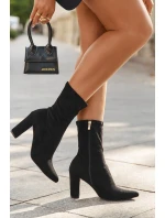 Dámské botky Rosivelle – na sloupkovém podpatku, černé s prošitím