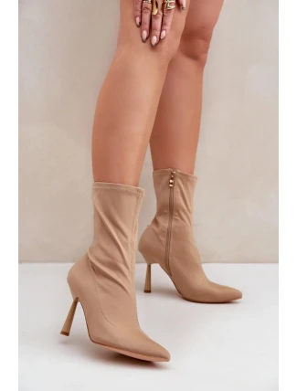 Boty na podpatku MVP326 sv.hnědé - Step in style