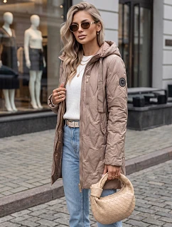 Dámská prošívaná přechodová bunda s kapucí, béžová, FashionStreet TY5767