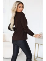140-29 Služební halenka s dlouhým rukávem a zavazováním vpředu - čokoládová 140-29 Služební halenka s dlouhým rukávem a zavazováním vpředu - čokoládová