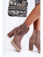 Semišové boty na platformě Lewski Shoes 3251 Cappucino