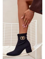 Dámské Botky Na Podpatku Se Zlatým Detalem Zazoo 3128 Černé