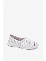 Kožené Ażurowé Dámské Polobotky Bílé Eliva