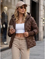 Dámská prošívaná bunda s kapucí, hnědá, FashionStreet TY5870 Dámská prošívaná bunda s kapucí, hnědá, FashionStreet TY5870