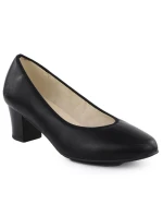 Dámské kožené lodičky na nízkém jehlovém podpatku černé Rieker 44650