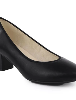 Dámské kožené lodičky na nízkém jehlovém podpatku černé Rieker 44650