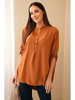 Halenka s delším zadním dílem tmavě camelová