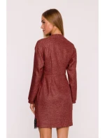 M871 Zavinovací šaty z tvídu - bordó M871 Zavinovací šaty z tvídu - bordó