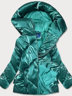 Zelená metalická krátká dámská zimní bunda puffer (omdl-022)